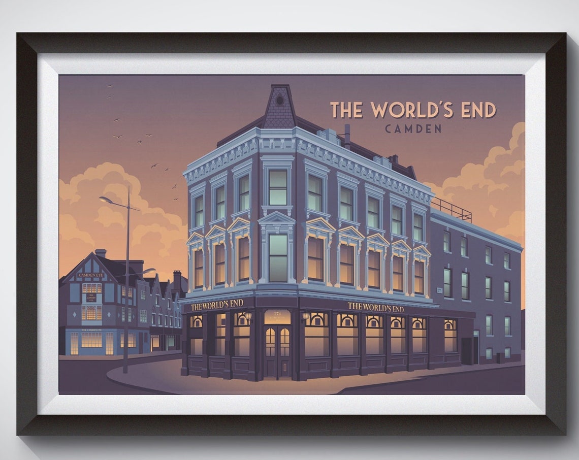 Worlds End Camden Poster Camden Town London Travel Poster Iconic Music Venue London Architecture Underworld Rock Music Heavy Metal