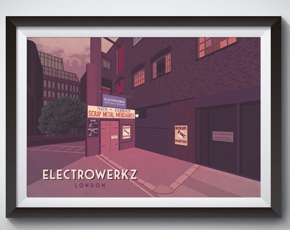 Electrowerkz London Brick Alley Night Retro Club Venue Travel Poster
