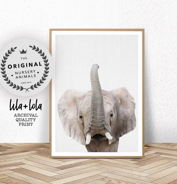 Elephant Nursery Print, Safari Animal Wall Art