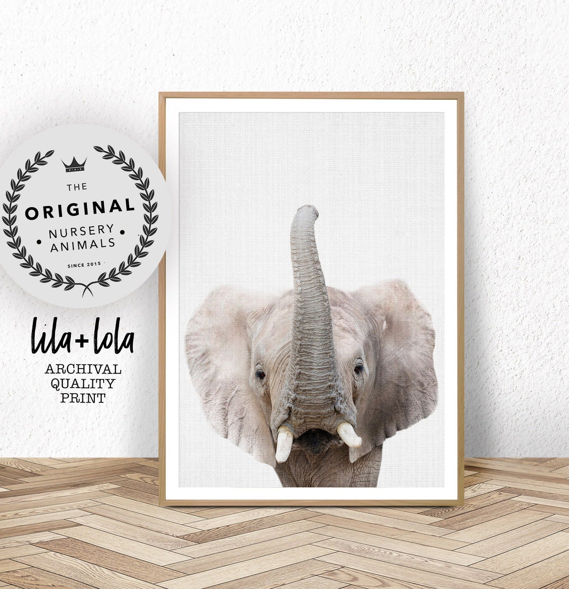 Elephant Nursery Print, Safari Animal Wall Art