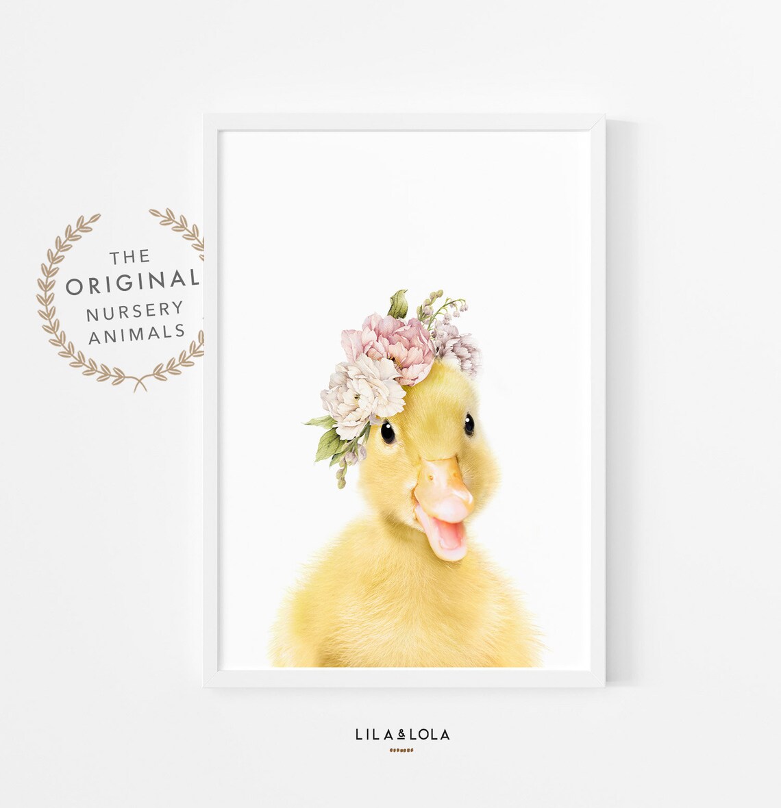 Duckling Flower Crown Farmhouse Nursery Art Print