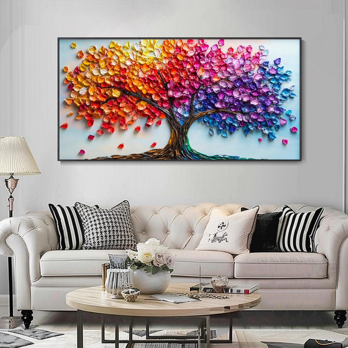 Colorful Gradient Petal Tree Palette Knife Modern Art Poster - Image 3