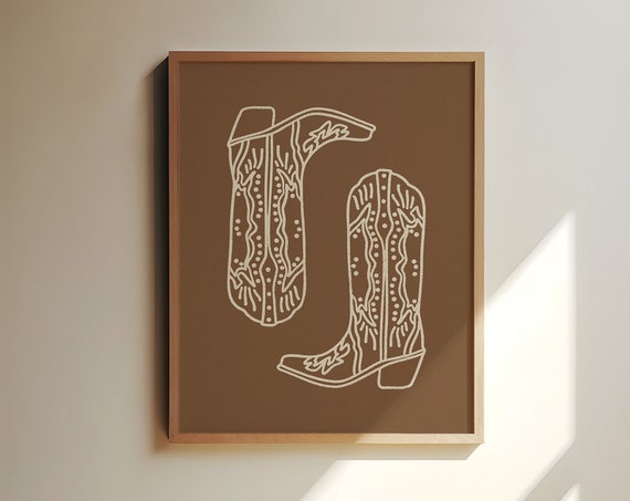 Cowboy Boots Print Southern Wall Art Poster Vintage Western Cowgirl Poster Cute Apartment Decor Girly Western Art