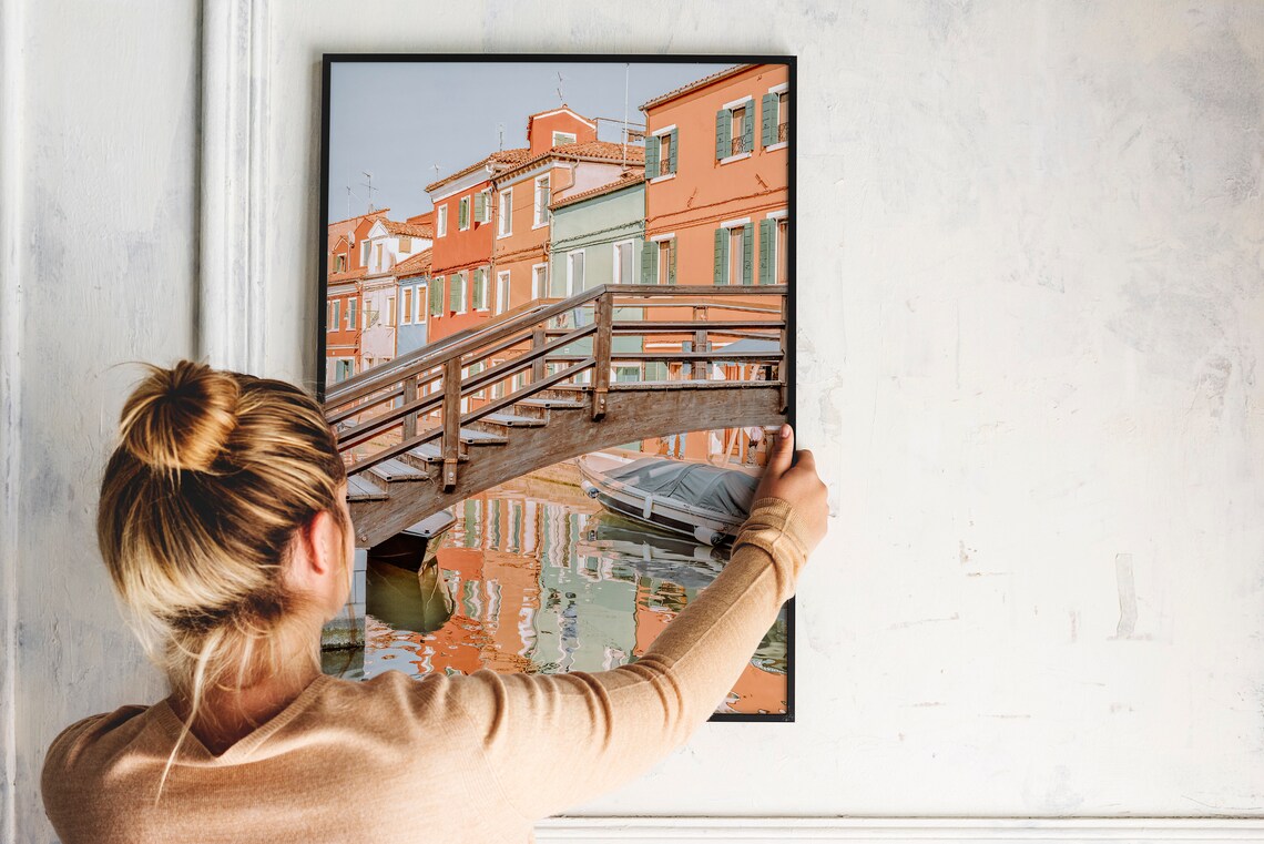 Burano Wooden Bridge Colorful Houses Canal Italy Photo Travel Poster - Image 3
