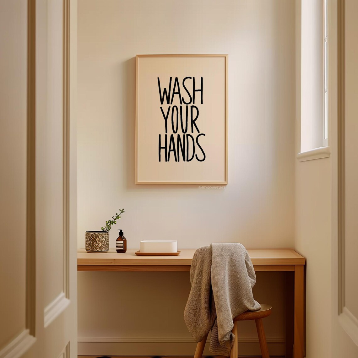 Wash Your Hands Retro Bathroom Wall Art Print - Image 2