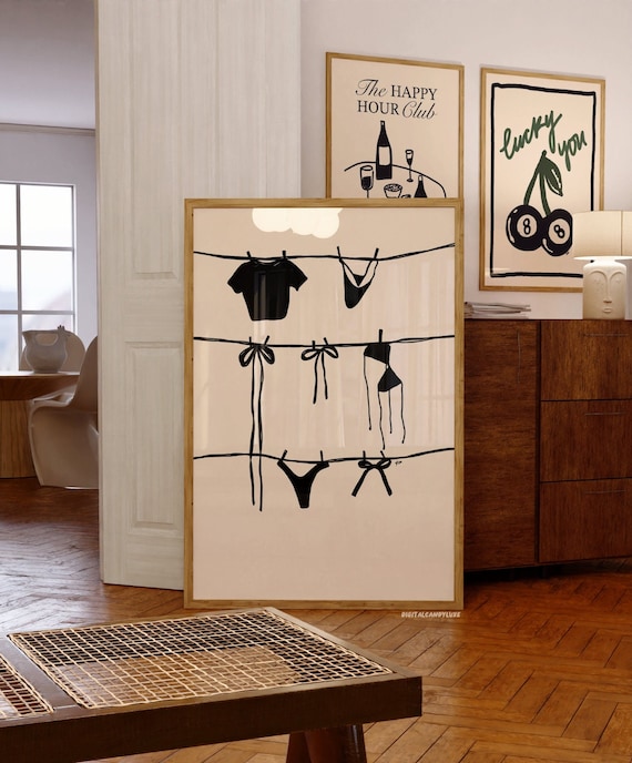 Girl Laundry Retro Wall Art Print, Coquette Decor