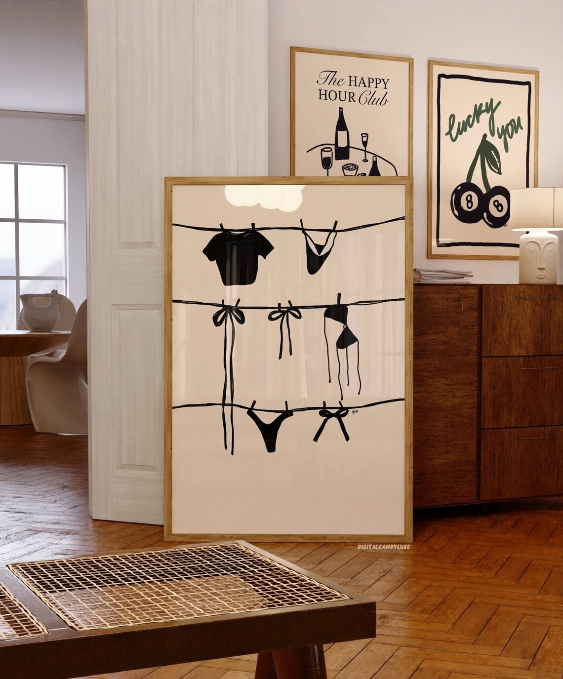 Girl Laundry Retro Wall Art Print, Coquette Decor