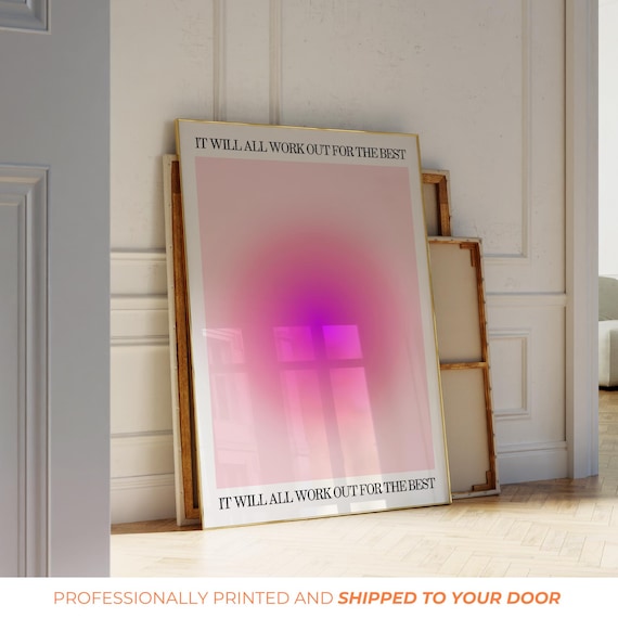 Pink Aura Aesthetic Wall Art Print, Girly Decor