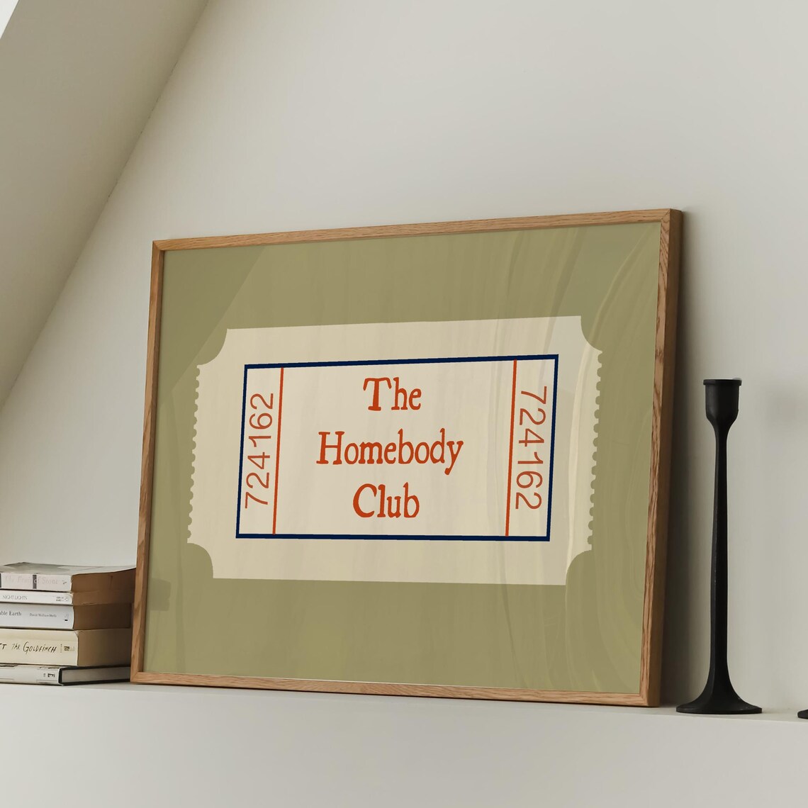 The Homebody Club Vintage Ticket Stub Retro Funky Art Poster