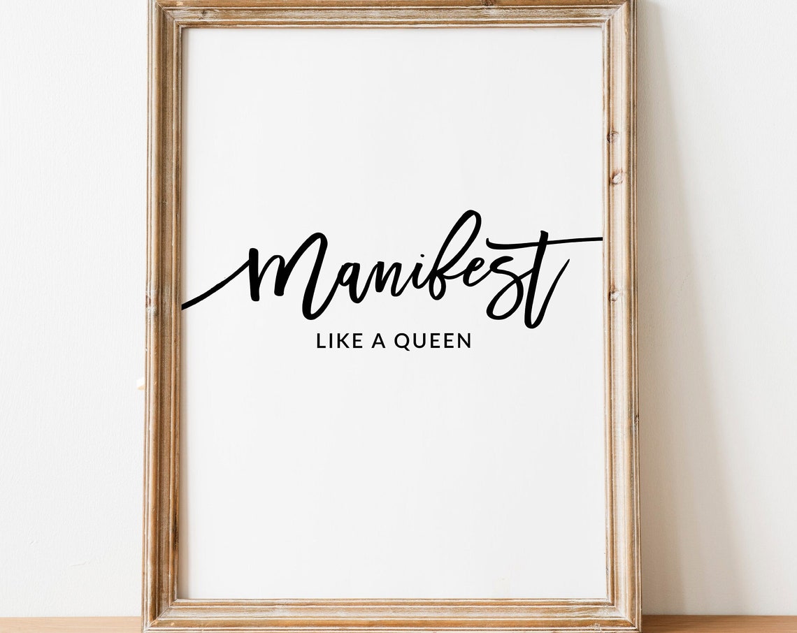 Manifest Like a Queen Motivational Quote Script Decor Poster