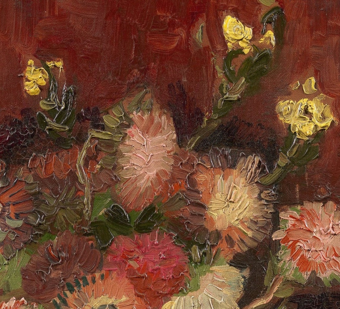 Vincent Van Gogh Vase With Chinese Asters Textured Art Poster - Image 3