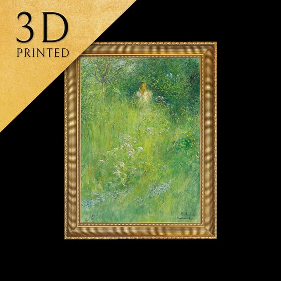 Small Child Standing in a Tall Sunlit Wildflower Meadow Art Poster