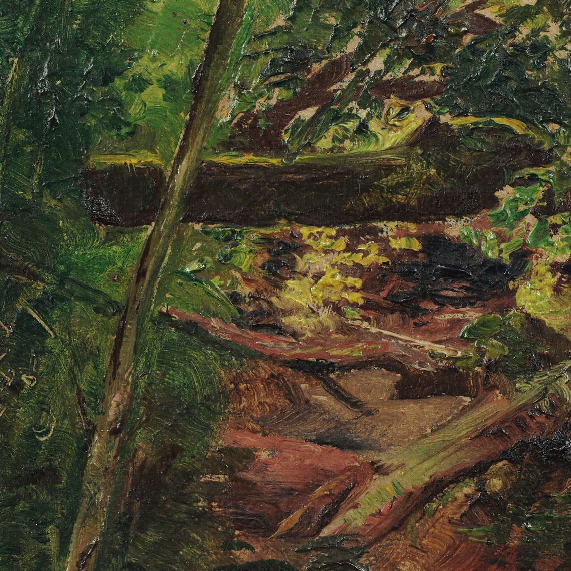 Tropical Jungle Stream with Palm Fronds Under a Green Canopy Poster - Image 3