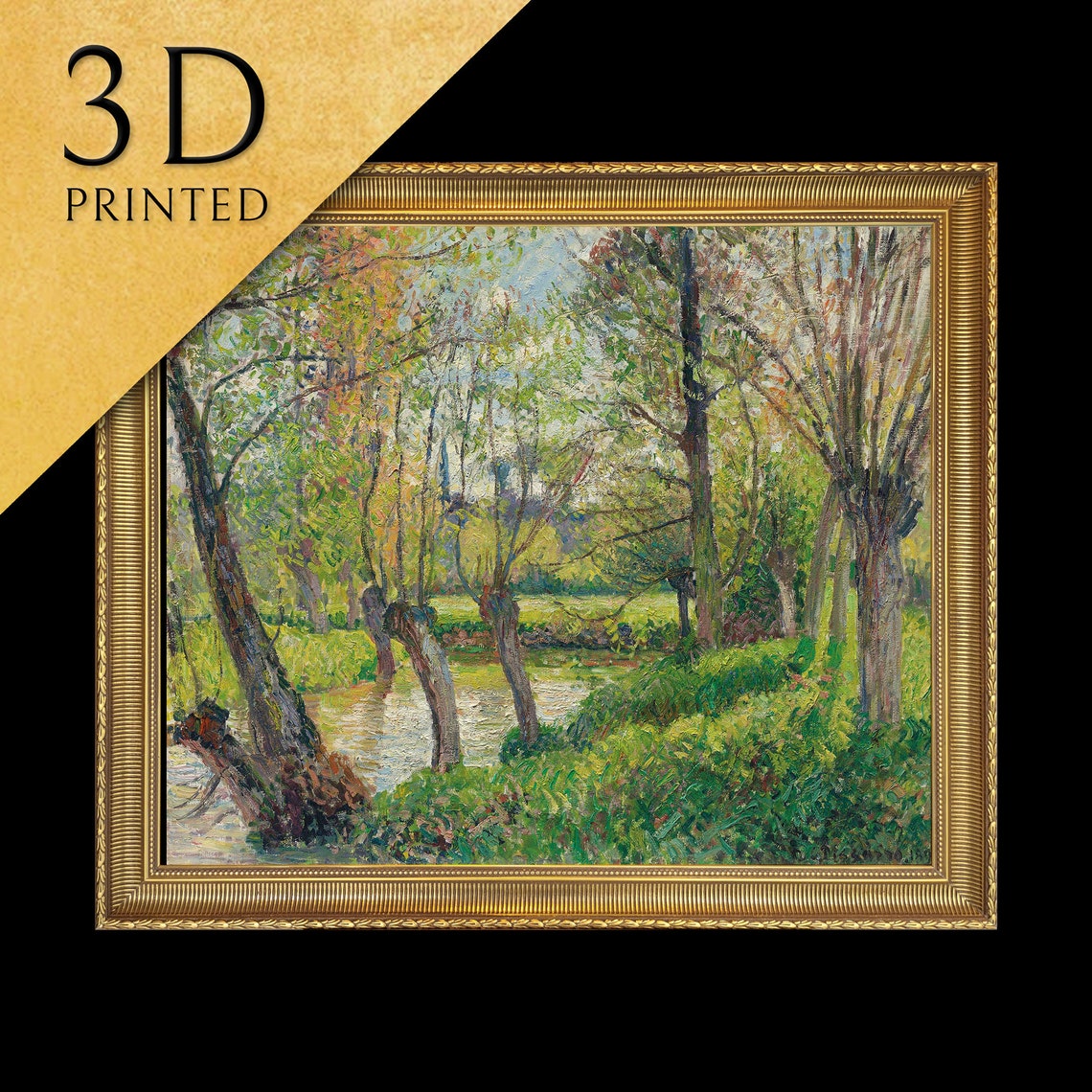 Camille Pissarro Epte River Willows Sunset Landscape Textured Print