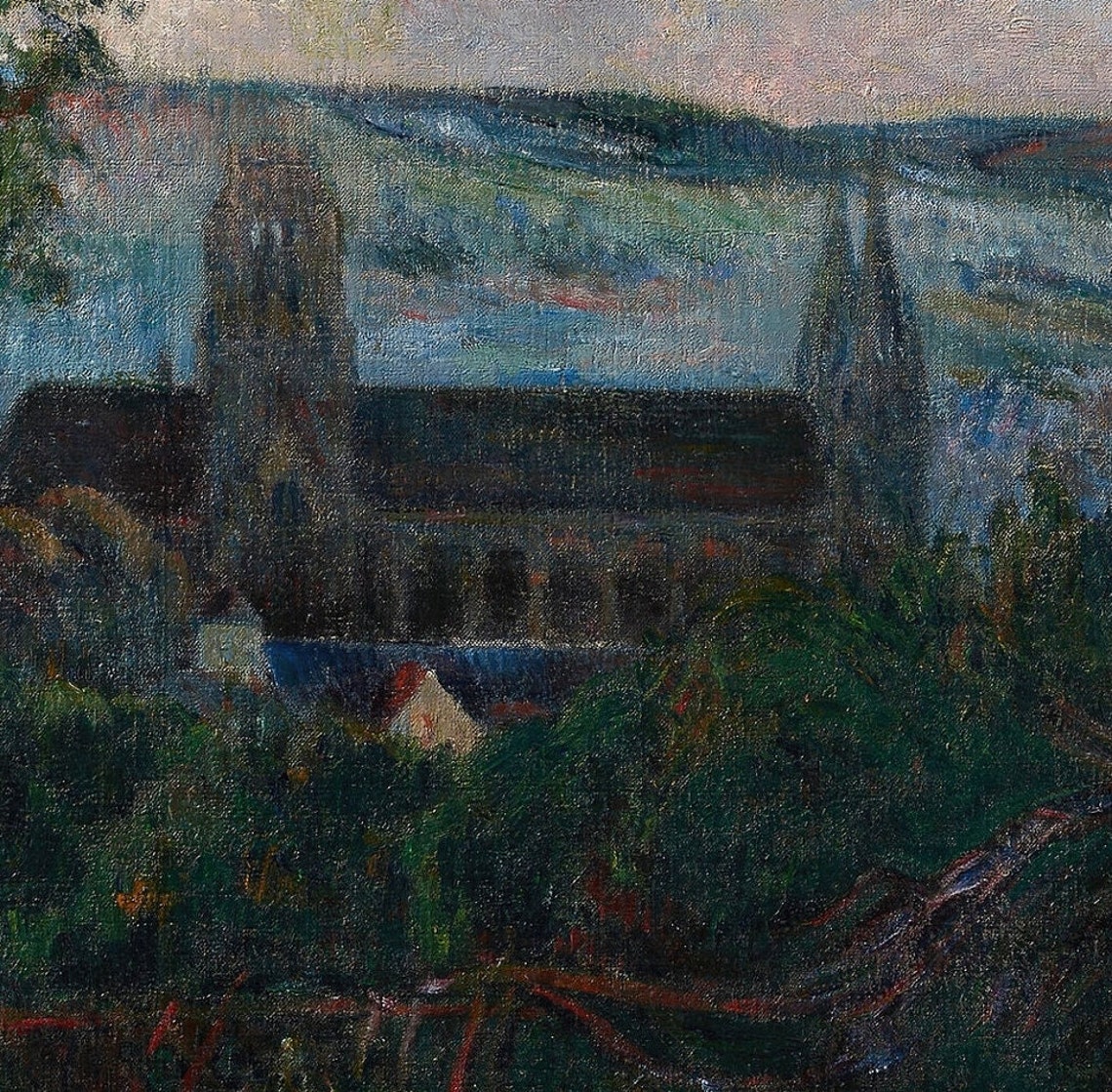 Paul Gauguin Rouen Saint Ouen Church Tree Cloudy Sky Cityscape Poster - Image 2