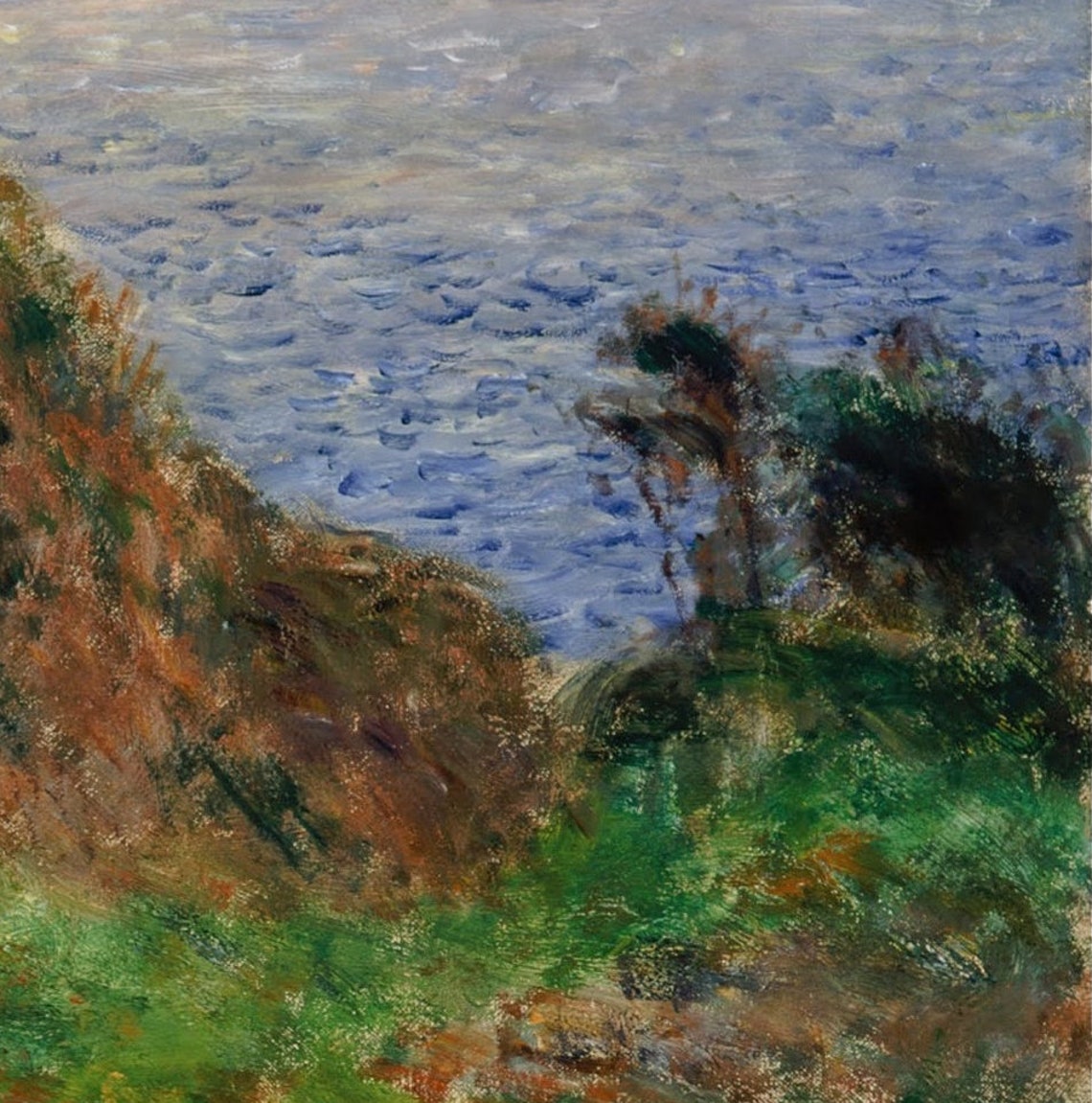 Renoir Red Roof Cottage on Rocky Coastal Cliffs Seascape Poster - Image 2