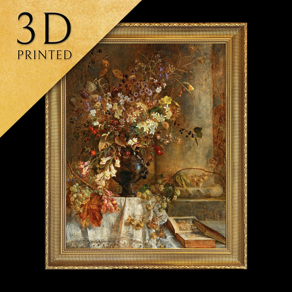 Maria Egner Indian Summer Autumn Flowers Urn Lush Still Life Poster