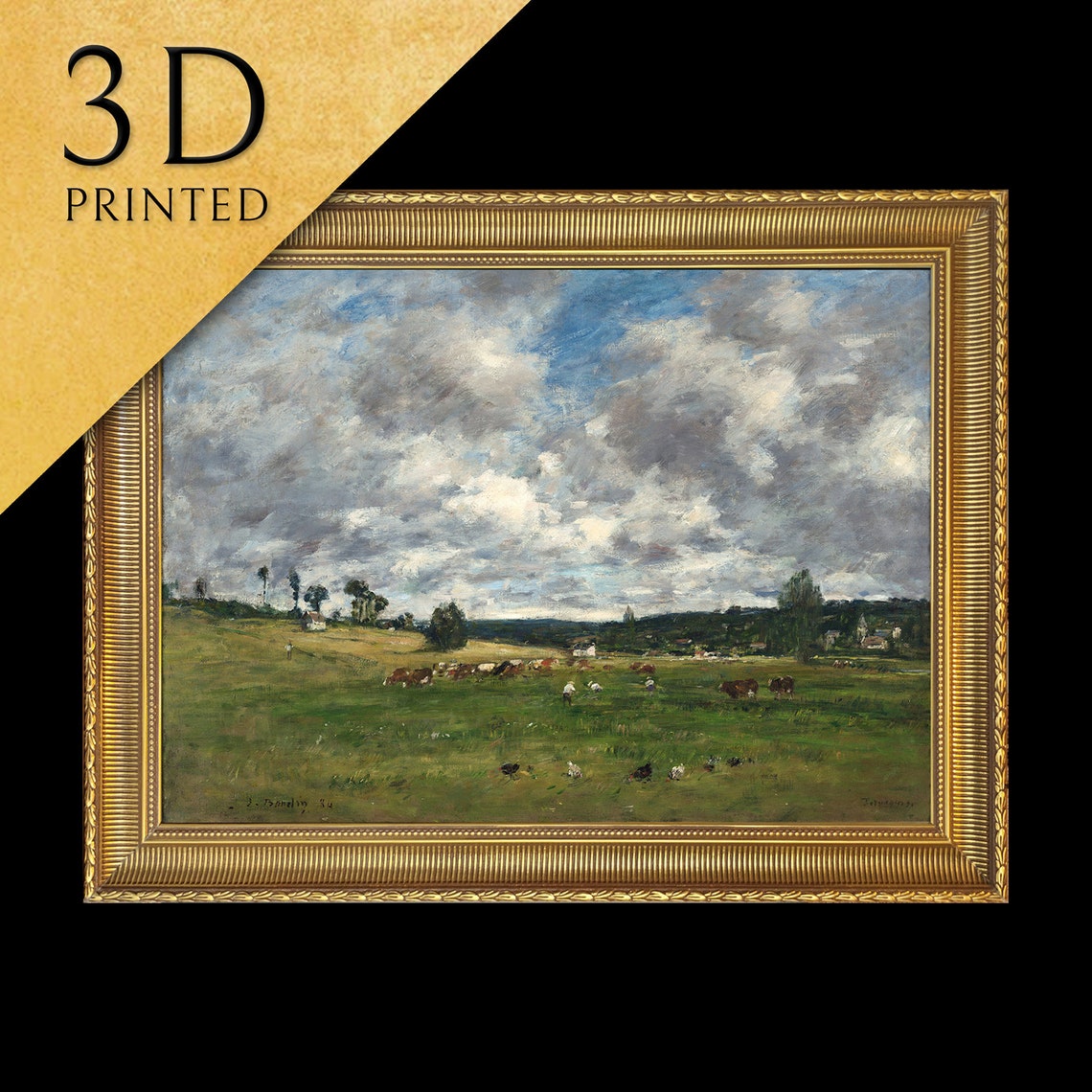 Eugene Boudin Fervaques Pasture Cows Wide Normandy Sky Poster
