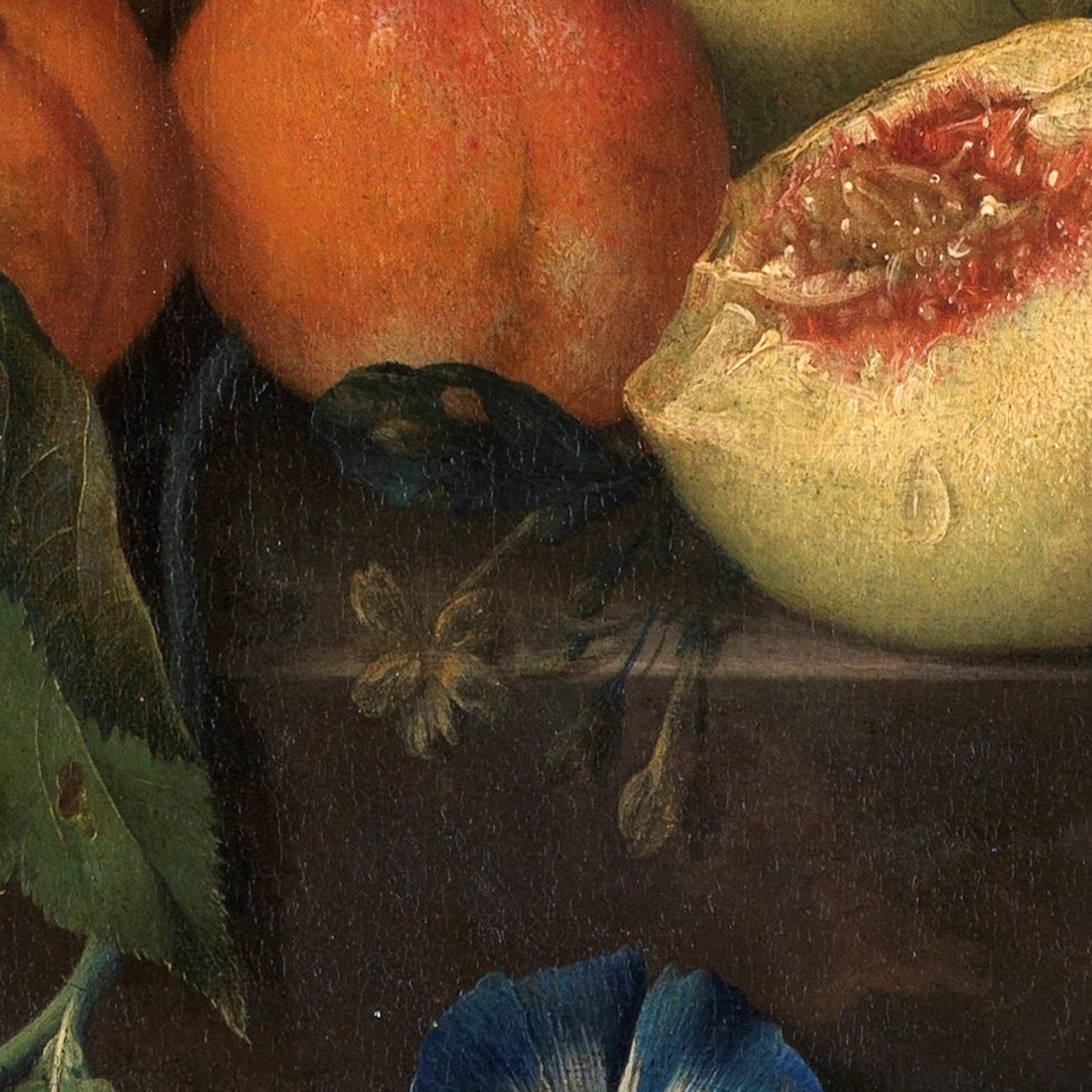 Baroque Fruit Still Life Grapes Peaches Urn Antique Kitchen Art Print - Image 2