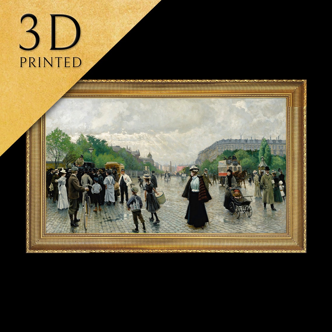 Paul Fischer Copenhagen Street Crowd Vintage City Scene Poster