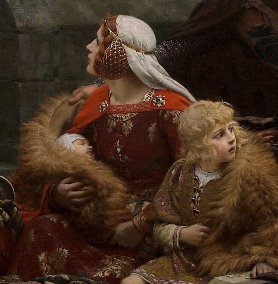 Leighton In Time of Peril Knight Rowing a Family to Safety Poster - Image 2