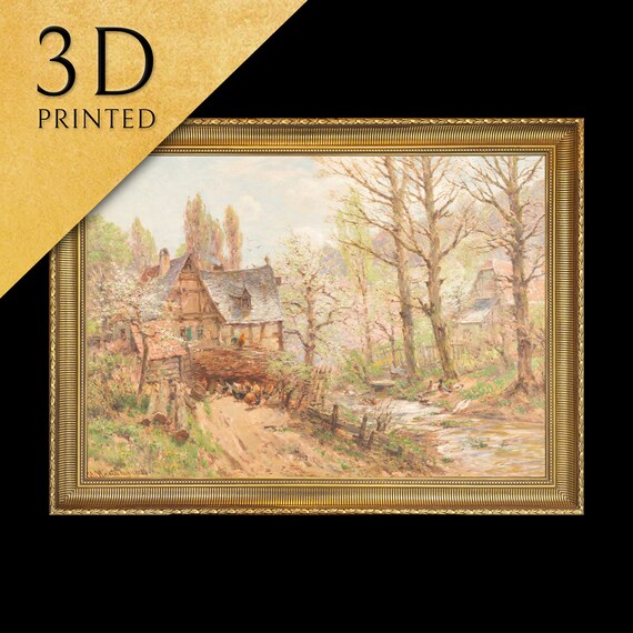 Farmstead in Spring by Heinrich Hartung Timber Farmhouse Spring Scene Poster