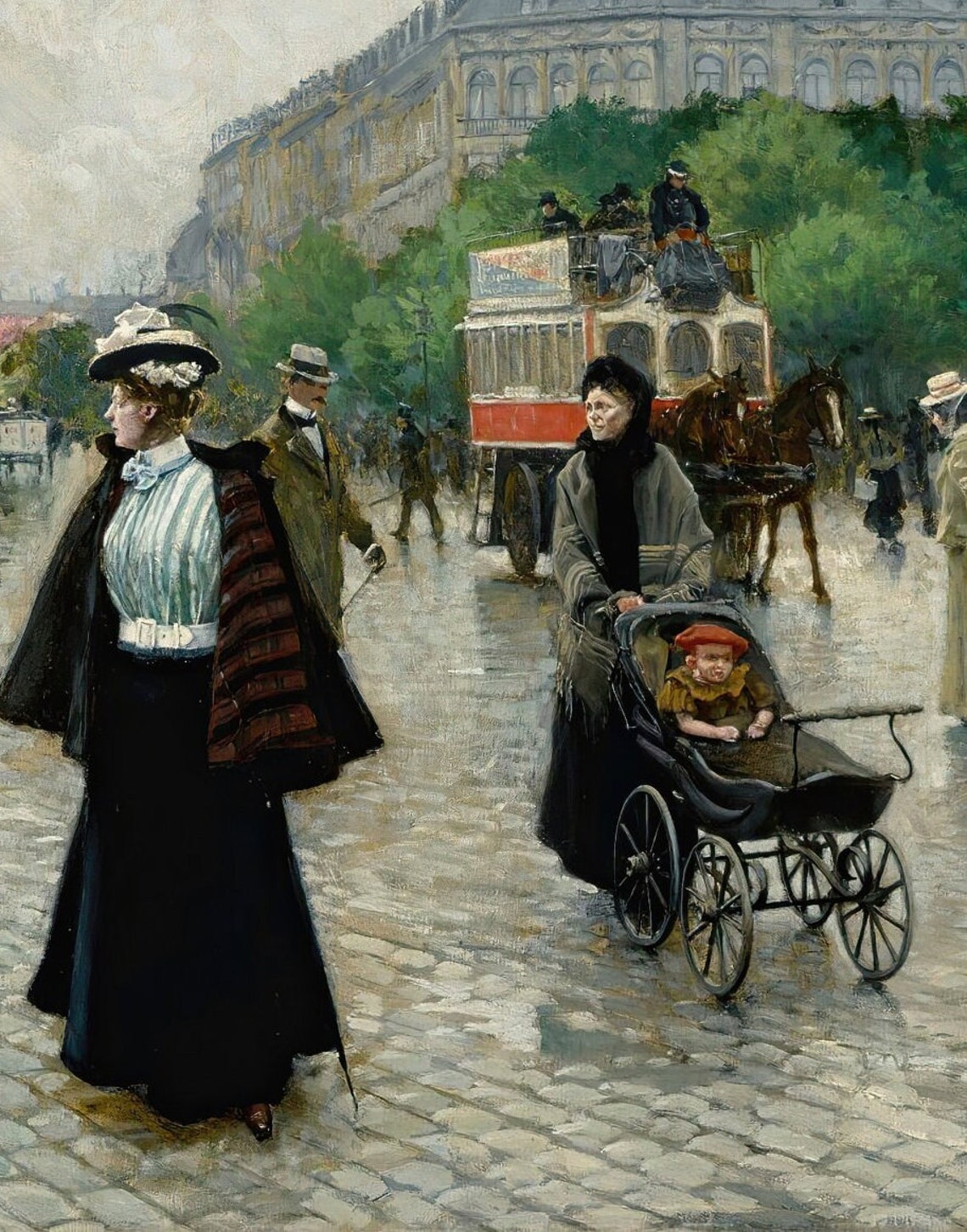 Paul Fischer Copenhagen Street Crowd Vintage City Scene Poster - Image 2