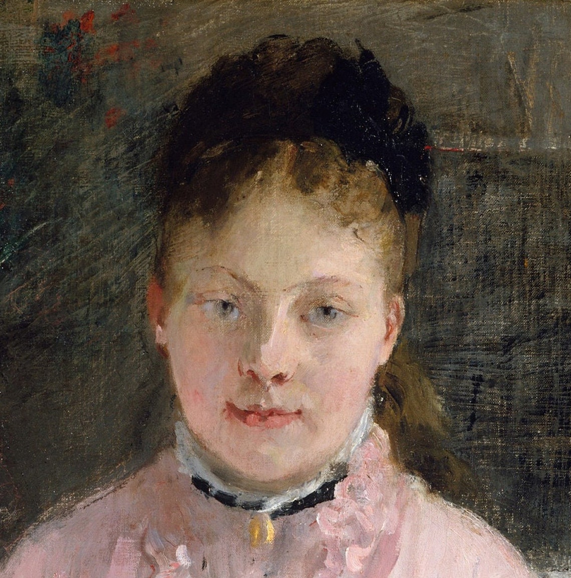 Young Woman in Pink Dress Impressionist Portrait Seated Art Print - Image 3