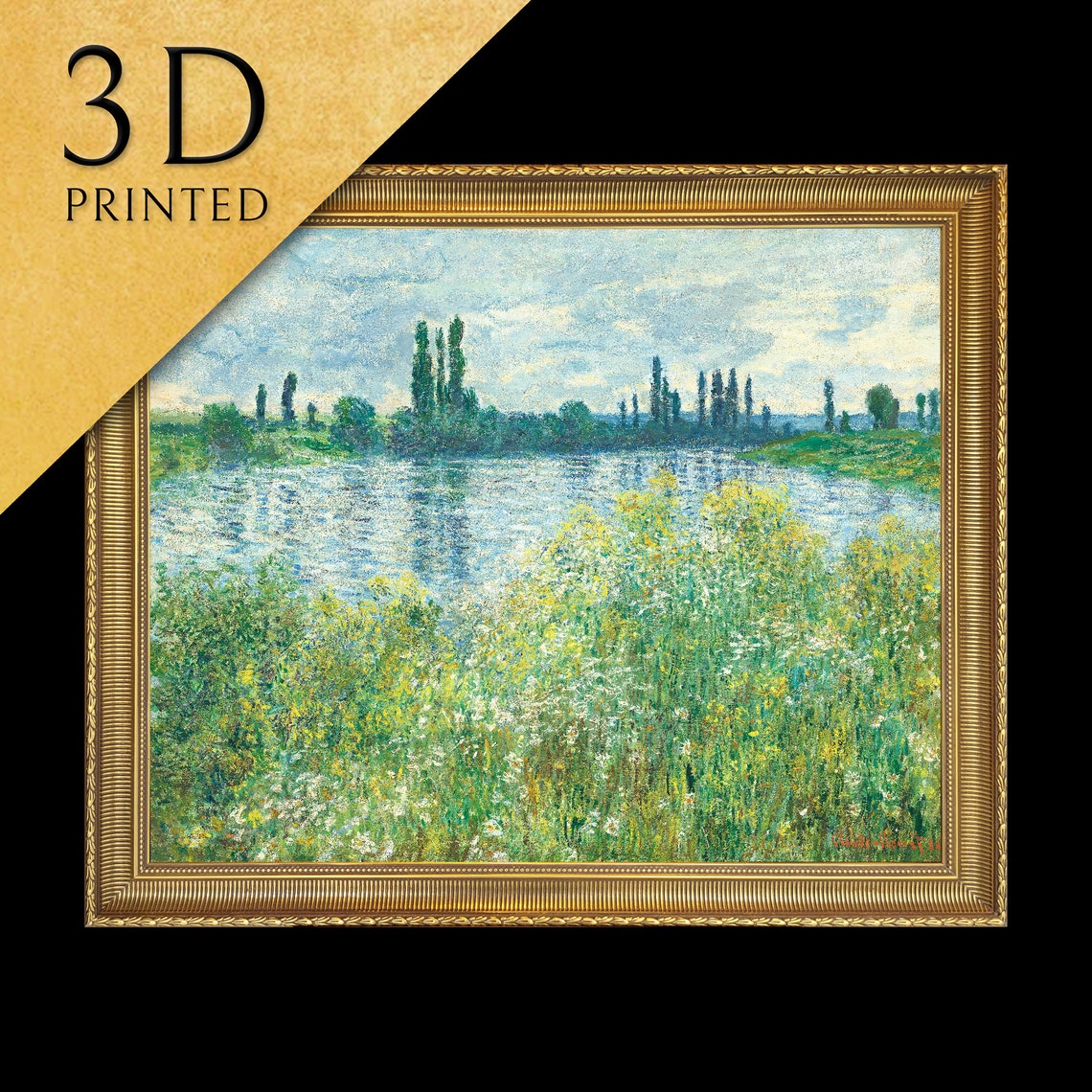 Claude Monet Bank of the Seine Vetheuil River Landscape Poster