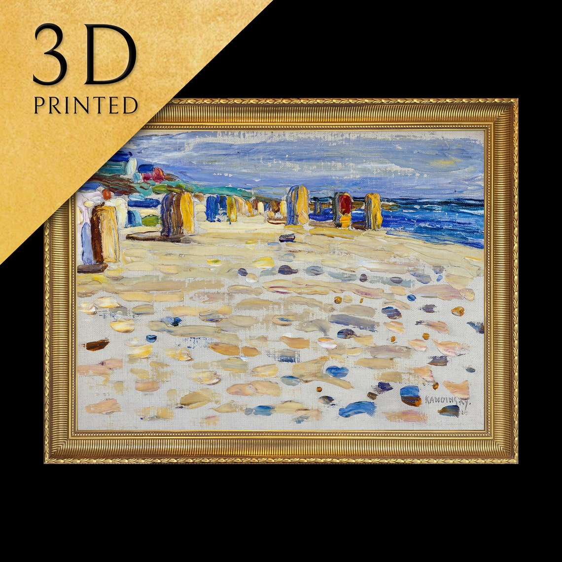 Kandinsky Beach Baskets in Holland 3D Textured Framed Art Poster