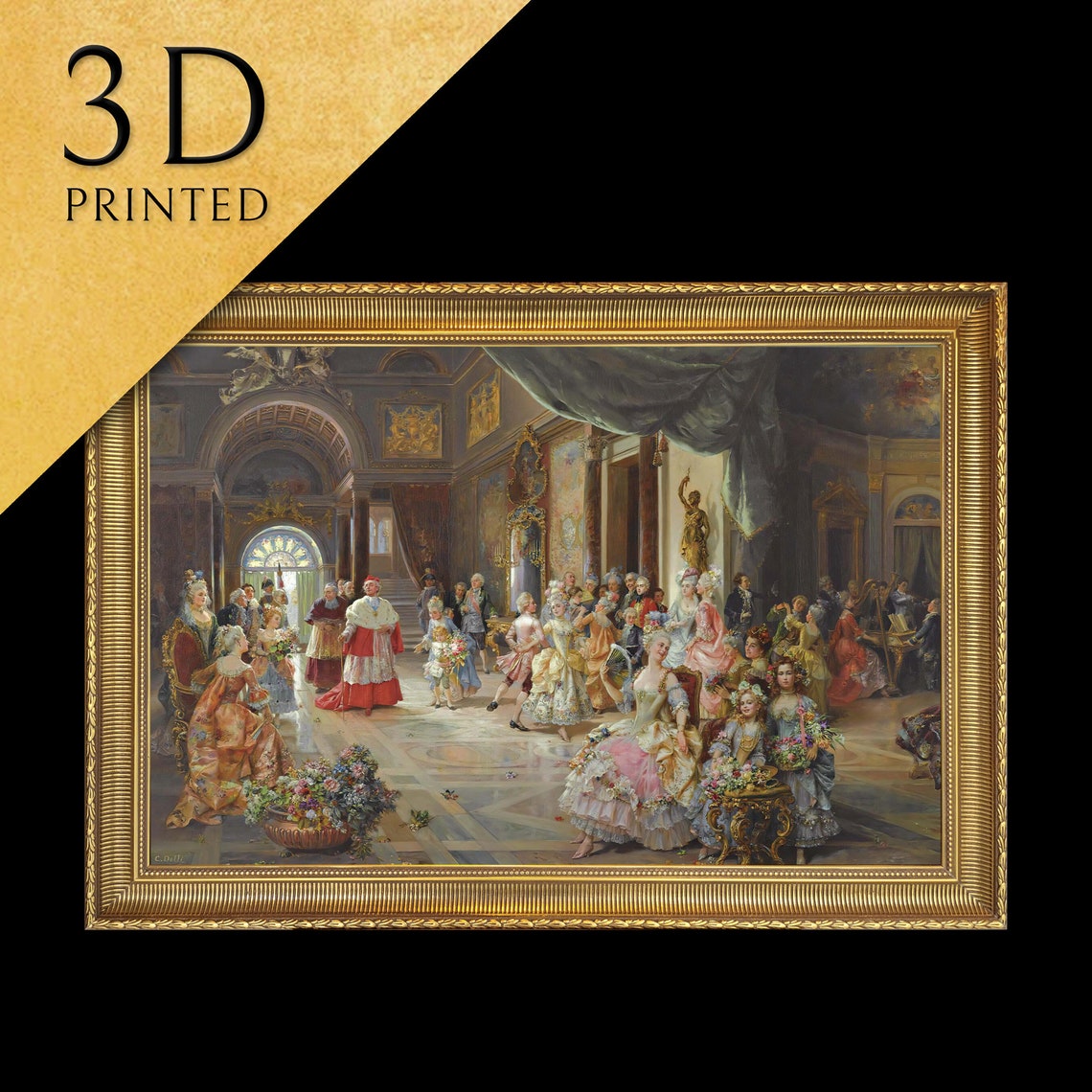 Grand 18th Century Ballroom With Dancers in Costume Art Poster