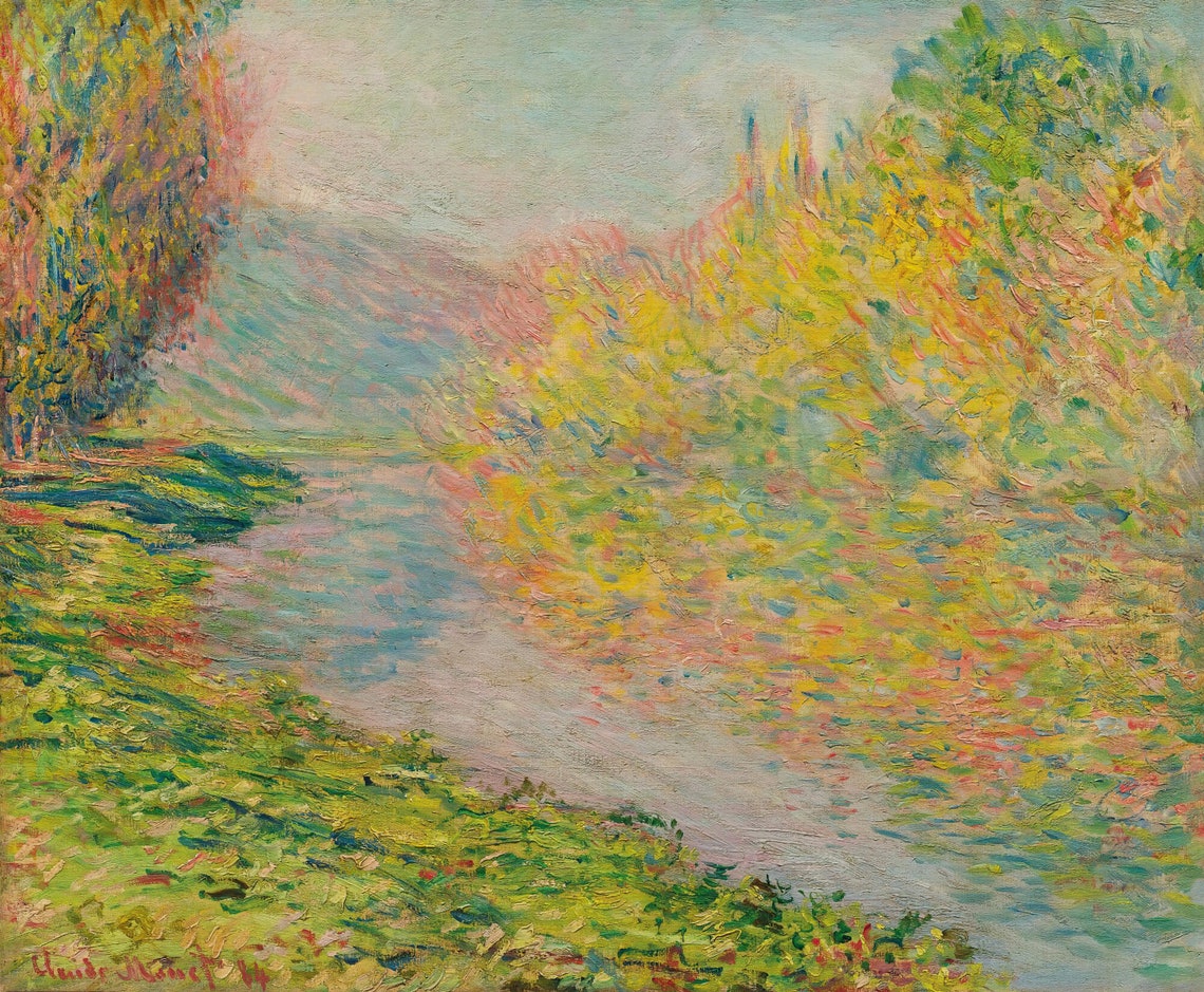 Claude Monet Autumn At Jeufosse River Landscape Textured Poster - Image 3