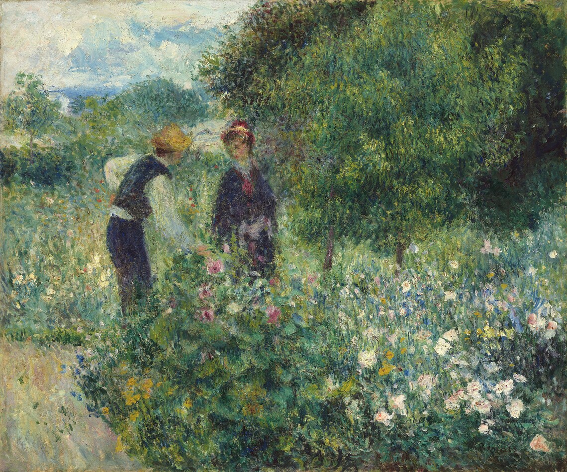 Picking Flowers by Renoir, Oil Painting Style Art Print - Image 3