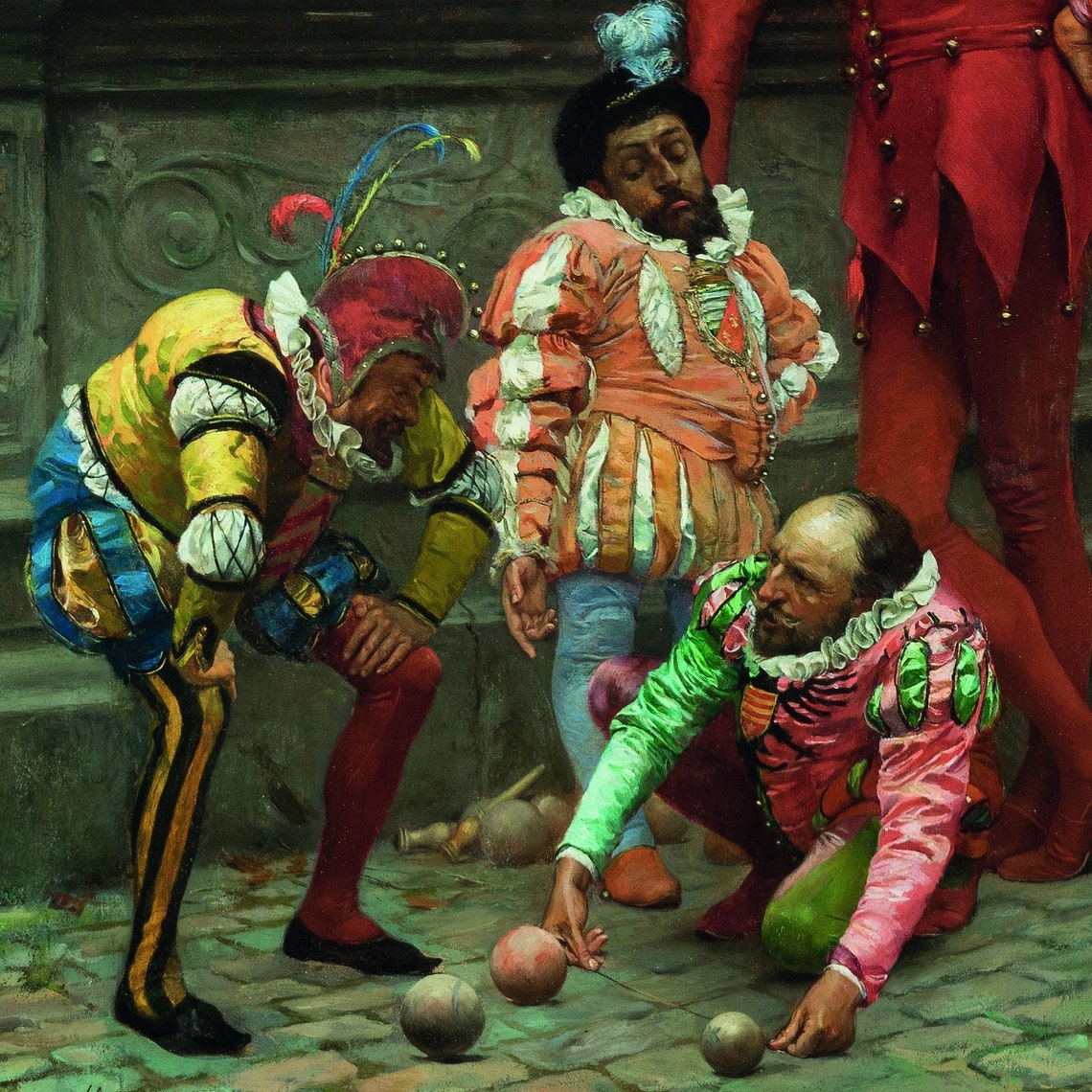 Eduardo Zamacois Jesters Playing Cochonnet Game Vintage Poster - Image 2