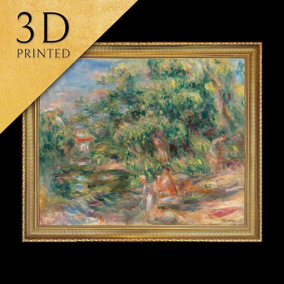 Renoir Impressionist Riverside Figures in a Green Woodland Poster