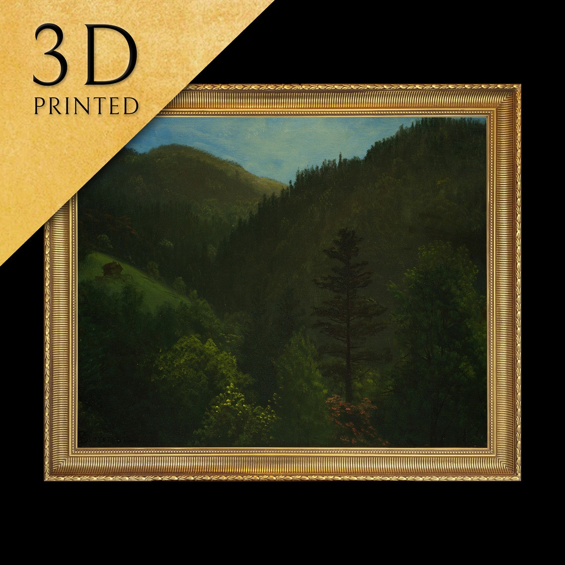Albert Bierstadt Dark Wooded Forest Valley Landscape Textured Print