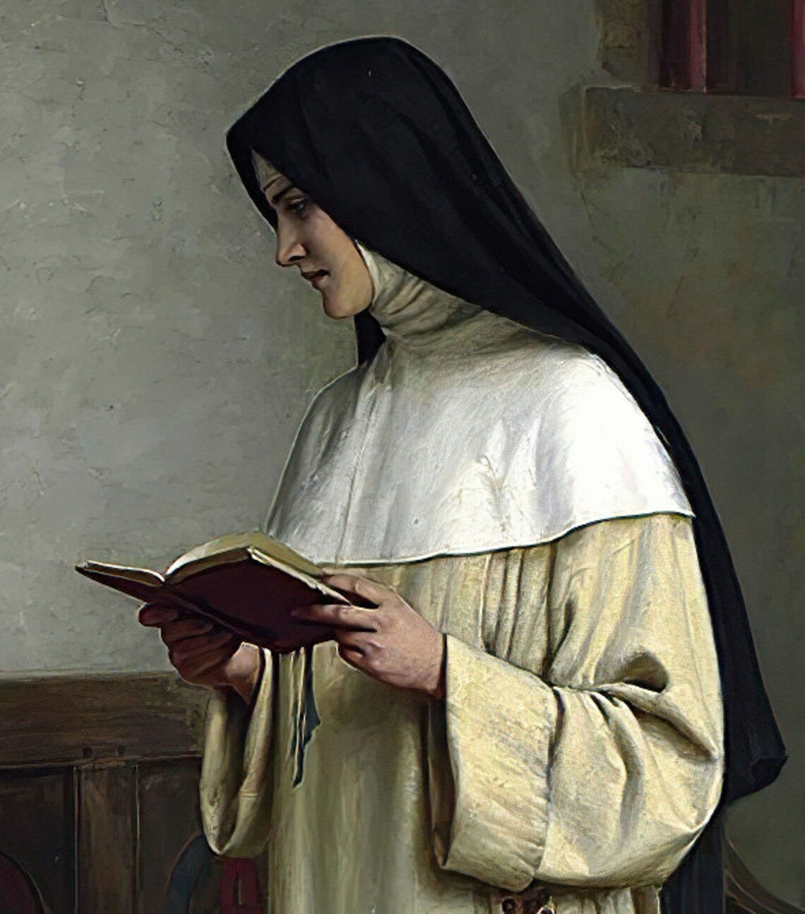 Leighton Maternity Mother Child Nun Church Interior Scene Poster - Image 2
