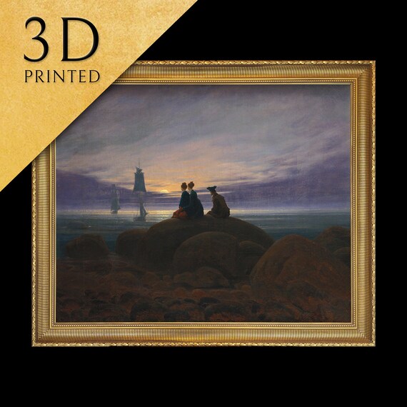 Caspar Friedrich Moonrise Over the Sea With Tall Ships Art Poster