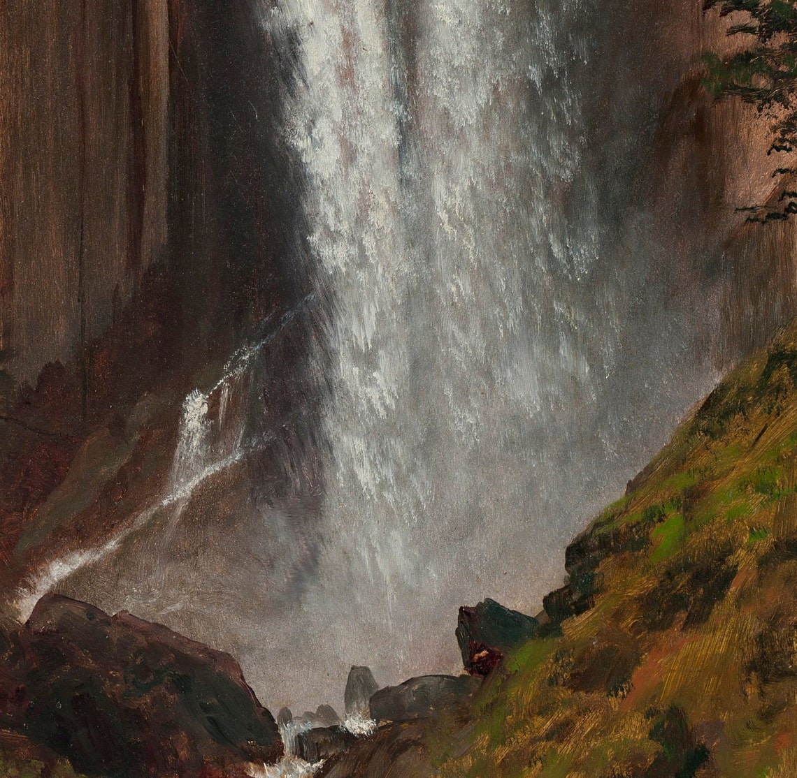 Albert Bierstadt Vernal Fall Waterfall Yosemite Scene Textured Print - Image 2