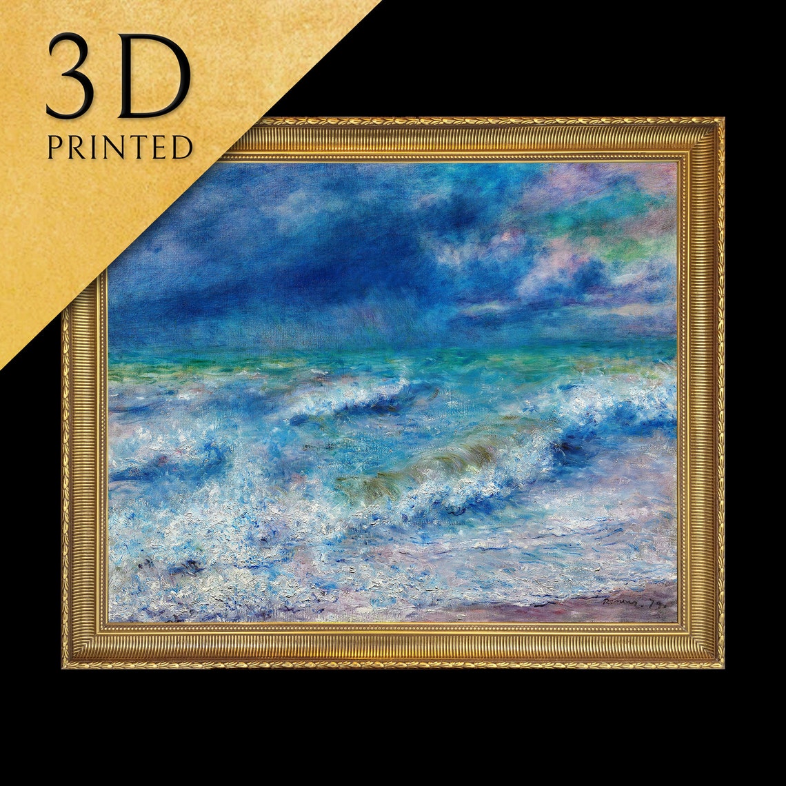 Renoir Breaking Waves Ocean Seascape Normandy Coast Painting Poster