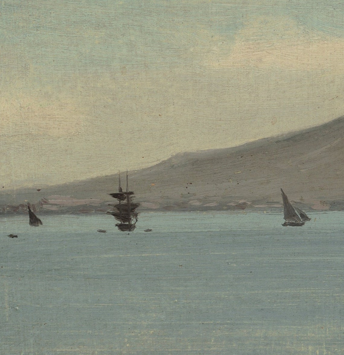 Albert Bierstadt Mount Vesuvius Bay of Naples Seascape Textured Print - Image 2