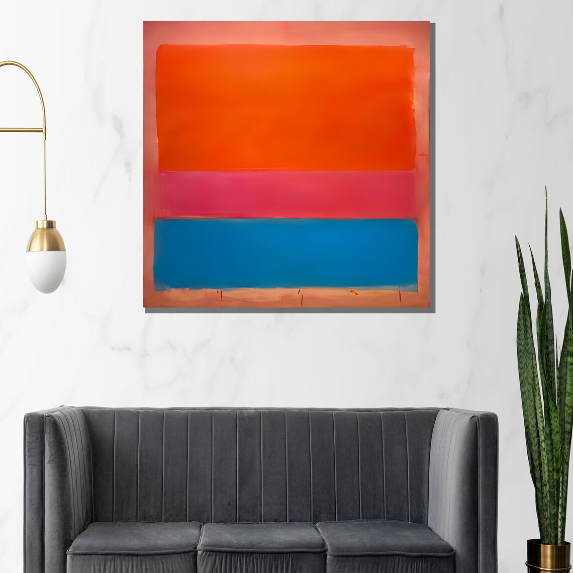 Mark Rothko Orange Pink and Blue Bold Color Field Abstract Poster - Image 3