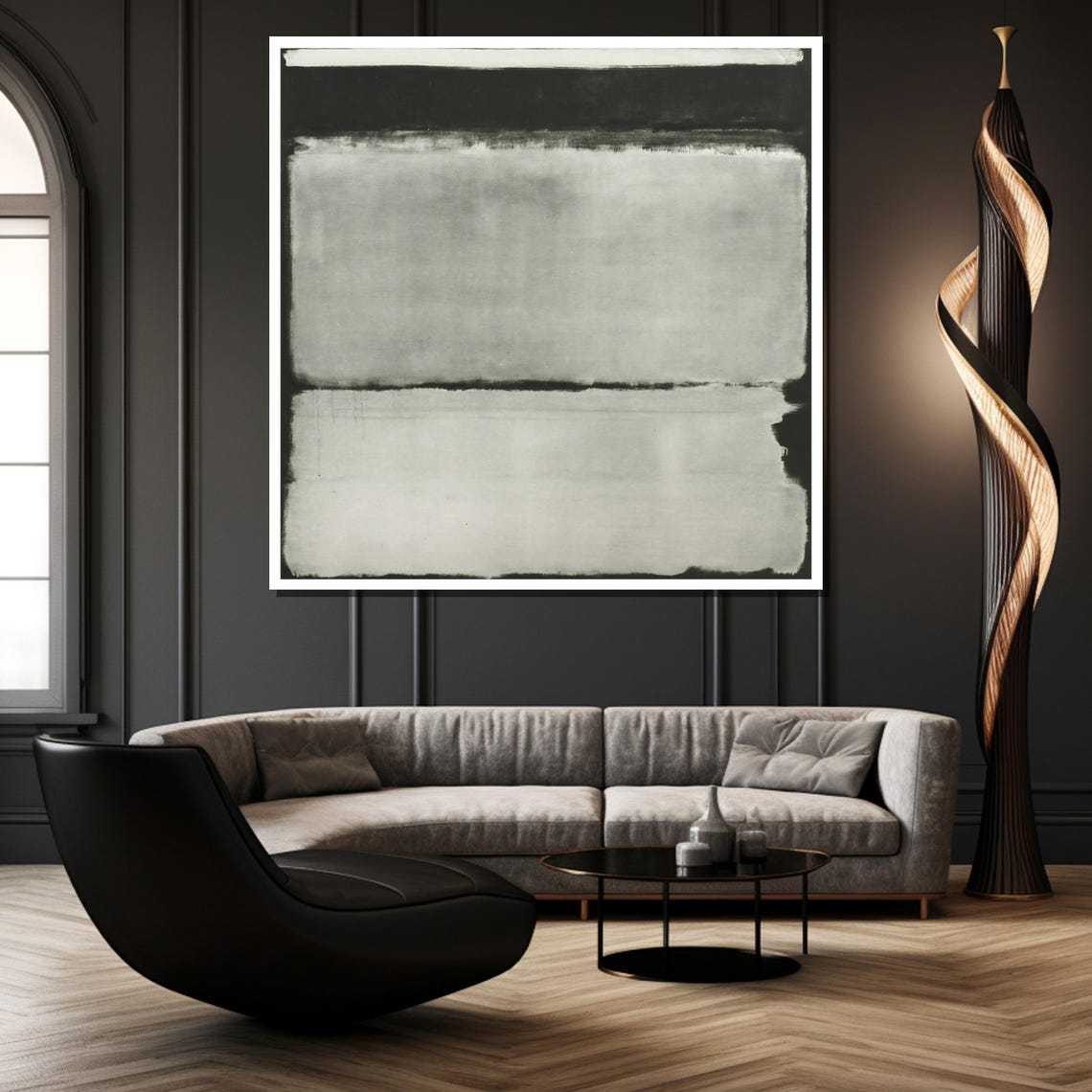 Black and White Abstract Color Field Modern Minimalist Poster - Image 4