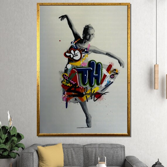 Ballerina Dancing In A Swirling Graffiti Lettered Tutu Poster