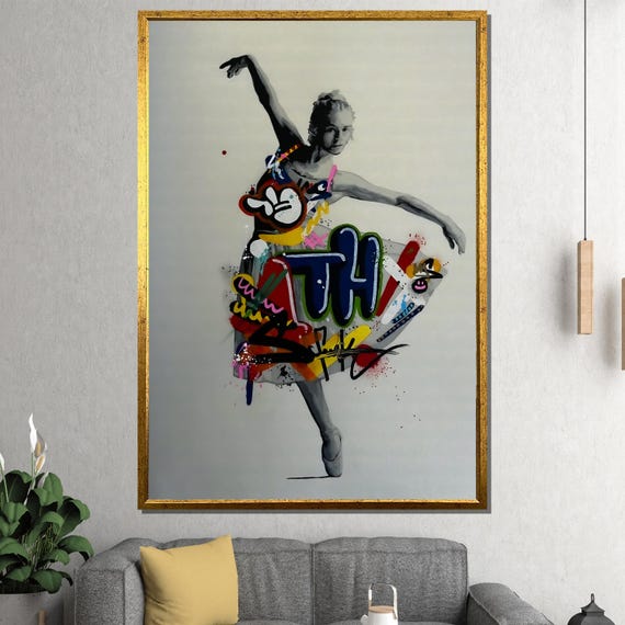 Graffiti Style Ballerina Wall Art Vibrant And Artistic Painting Unique Gift For Modern And Urban Home Decor