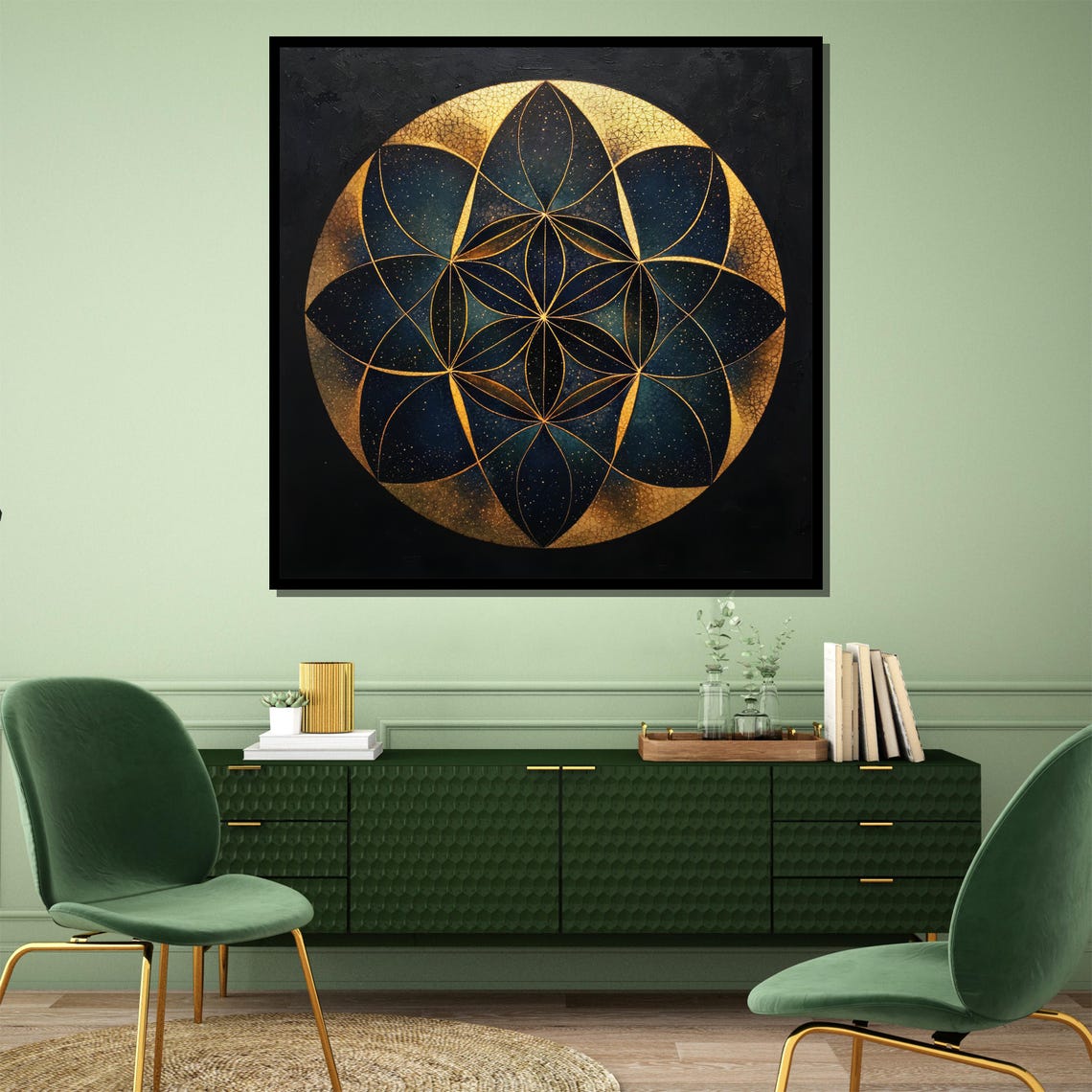 Golden Mandala Painting Luxurious Geometric Art Gift For Zen Spaces Spiritual Wall Decor And Modern Bohemian Homes - Image 4