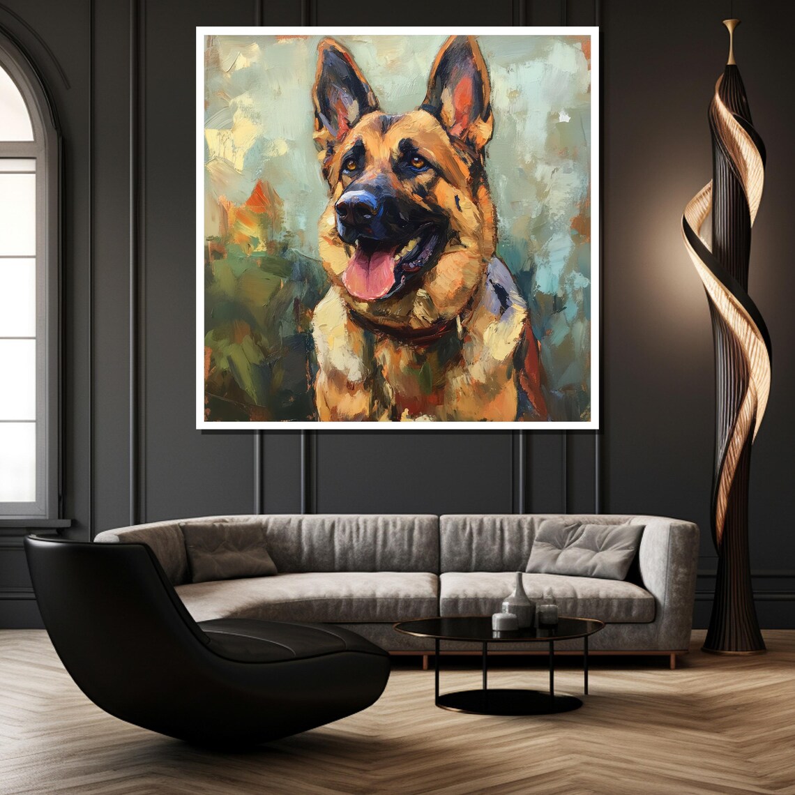 Happy German Shepherd with a Big Smile Dog Portrait Art Poster - Image 2