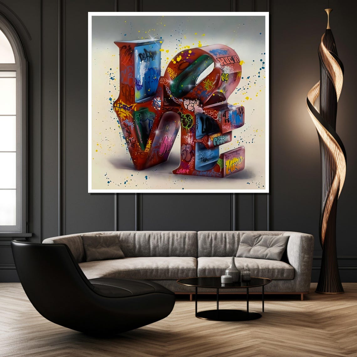 Vibrant Graffiti Love Painting Bold Street Art Wall Decor Gift For Modern Homes And Colorful Interior Design - Image 2