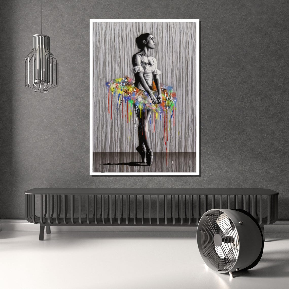 Colorful Ballerina Graffiti Painting Elegant Wall Art Gift For Modern Home Decor And Unique Artistic Style - Image 2