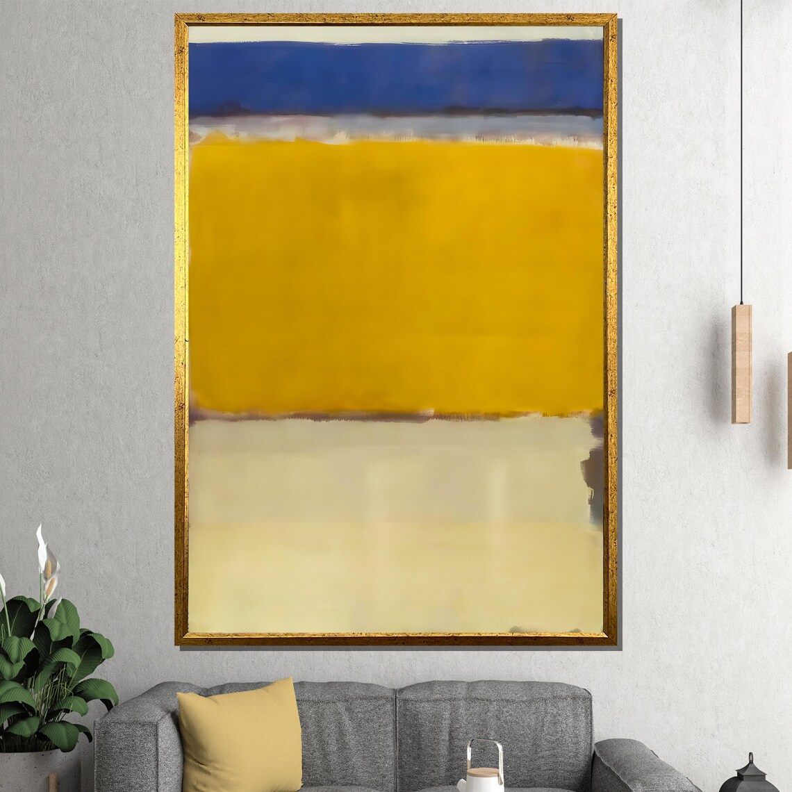 Vivid Royal Blue Golden Yellow and Cream Bold Color Field Poster